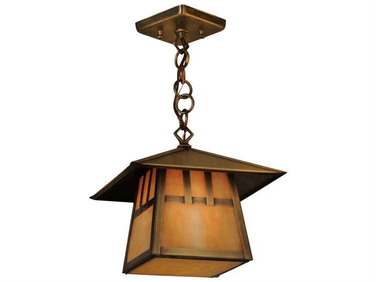Meyda Stillwater Double Bar Mission 1-Light Brass Lantern Pendant