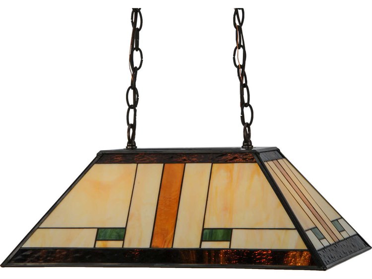 Meyda Mission 2-Light Bronze Tiffany Pendant