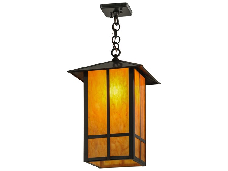 Meyda Mission 1-Light Brown Geometric Lantern Pendant