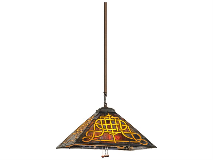 Meyda Mission 6-Light Bronze Tiffany Geometric Pendant