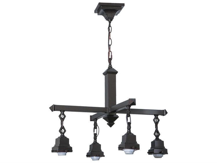 Meyda Mission 4-Light Black Glass Pendant