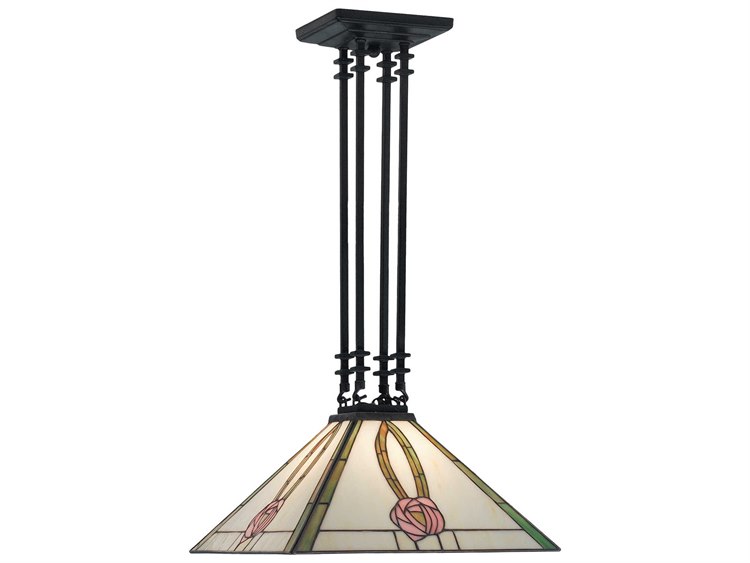 Meyda Mission 1-Light Black Tiffany Geometric Pendant