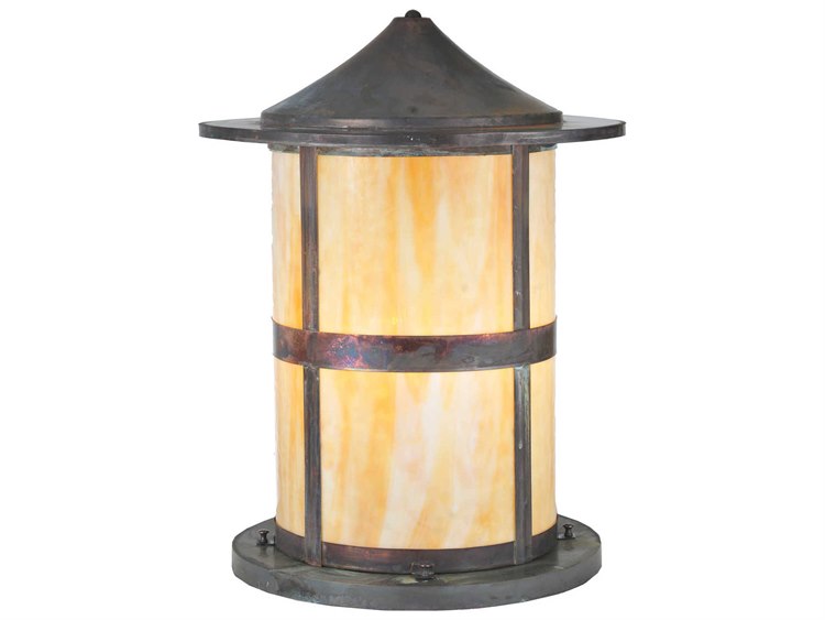 Meyda Fulton Beige Vintage Copper Outdoor Pier Mount Light