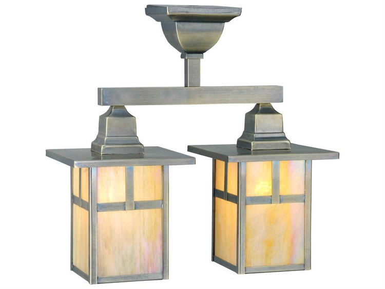 Meyda Mission 2-Light Brown Lantern Semi Flush Mount