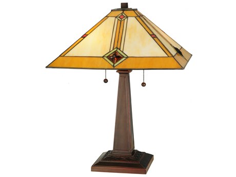 Meyda Diamond Mission Beige Bronze Tiffany Table Lamp
