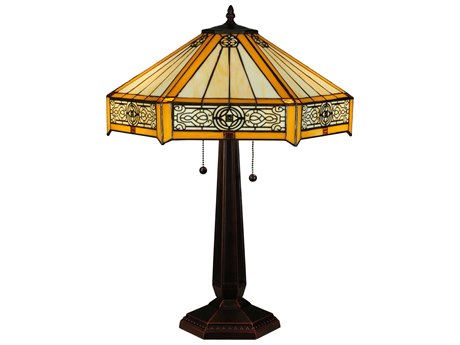 Meyda Peaches Bronze Tiffany Table Lamp