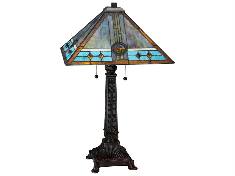 Meyda Mission Rose Brown Tiffany Table Lamp