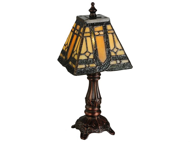Meyda Sierra Prairie Mission Mini Bronze Tiffany Table Lamp