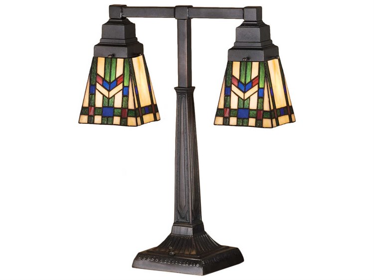 Meyda Prairie Wheat 2 Arm Bronze Tiffany Table Lamp