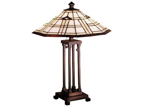 Meyda Arrowhead Mission Bronze Tiffany Table Lamp