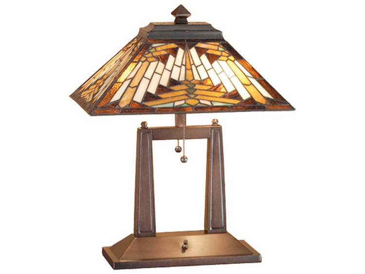 Meyda Nuevo Mission Oblong Bronze Tiffany Table Lamp