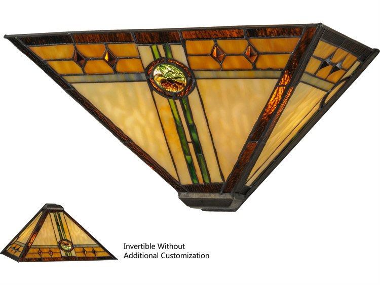 Meyda Mission 2-Light Bronze Tiffany Wall Sconce