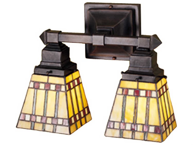 Meyda Prairie Corn 2-Light Bronze Tiffany Wall Sconce