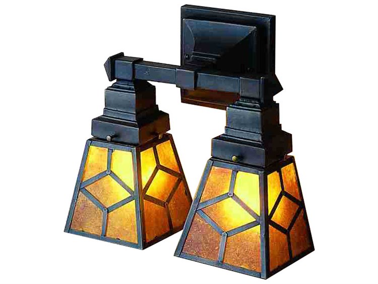 Meyda Mission 2-Light Bronze Tiffany Wall Sconce