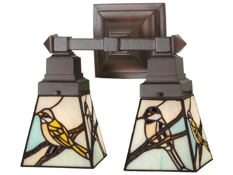 Meyda Mission 2-Light Brown Glass Wall Sconce