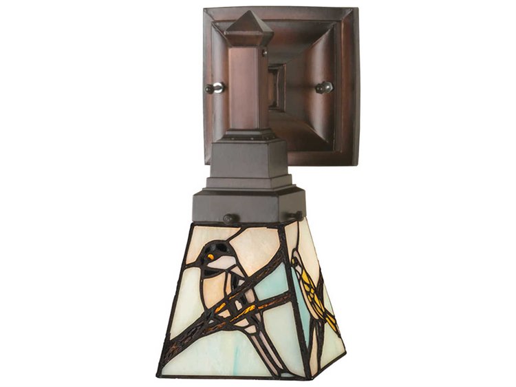 Meyda Mission 1-Light Bronze Glass Wall Sconce