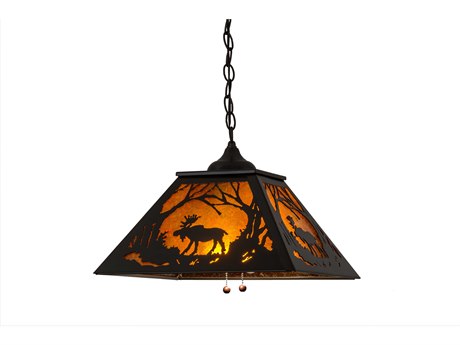 Meyda Moose At Dawn 2-Light Timeless Bronze amber Pendant