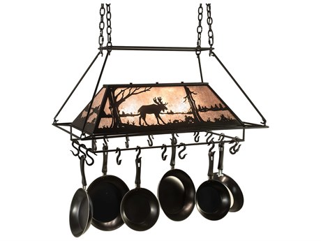 Meyda Moose At Lake 3-Light Black Silver Mica Island Pendant