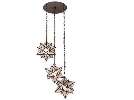 Meyda Moravian Star 3-Light Oil Rubbed Bronze White Glass Pendant