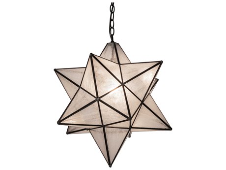 Meyda Moravian Star 1-Light Textured Black Glass Pendant