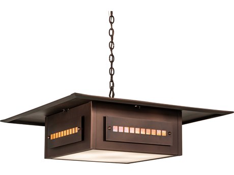 Meyda Moss Creek 6-Light Cinnamon Coffee Metalic Brown Glass Geometric Pendant