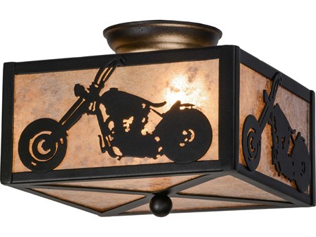 Meyda Motorcycle Black silver Flush Mount
