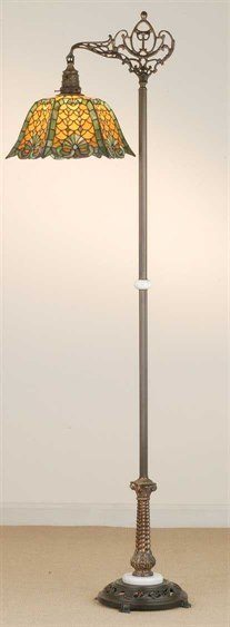 Meyda Duffner & Kimberly Shell Diamond Bridge Arm Bronze Tiffany Floor Lamp