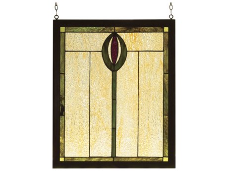Meyda Spear Wood Frame Stained Glass Window