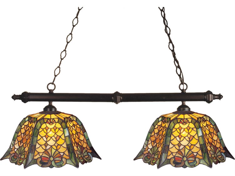 Meyda Nautical 2-Light Bronze Tiffany Dome Geometric Island Pendant