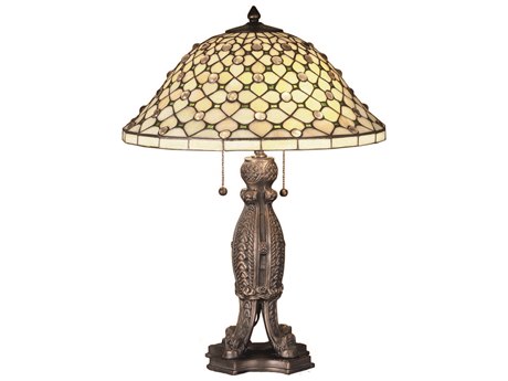 Meyda Diamond & Jewel 24'' High Bronze Tiffany Table Lamp