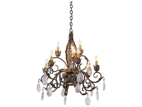 Meyda New Country French Bronze Crystal Candelabra Chandelier