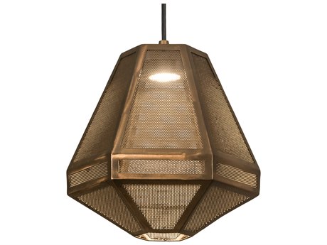 Meyda Nidos 1-Light Antique Copper LED Geometric Mini Pendant