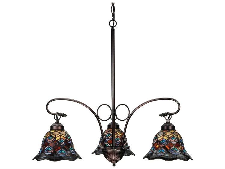 Meyda Nouveau 3-Light Bronze Tiffany Bell Chandelier
