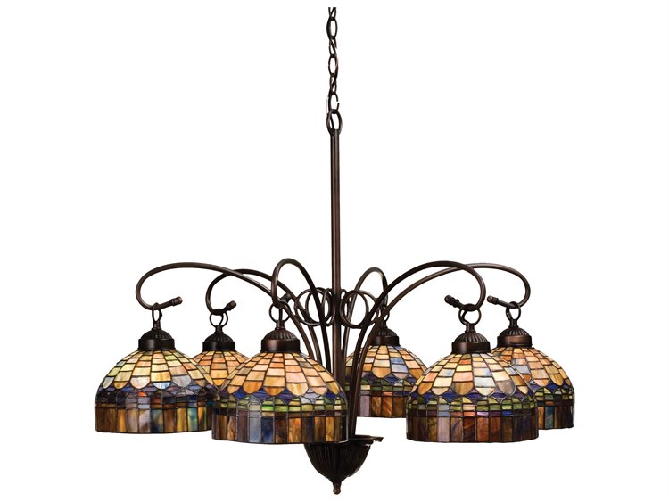 Meyda Nouveau 6-Light Bronze Tiffany Chandelier
