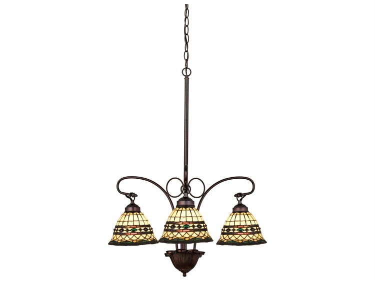 Meyda Nouveau 3-Light Bronze Tiffany Bell Chandelier