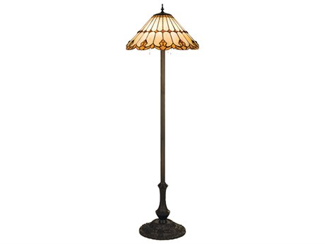 Meyda Nouveau Cone Beige 63" Tall Bronze Tiffany Floor Lamp