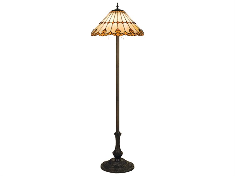 Meyda Nouveau Cone Beige Bronze Tiffany Floor Lamp