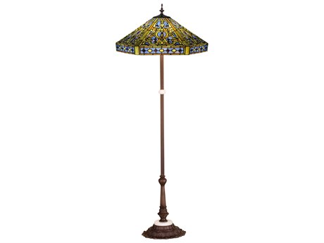 Meyda Elizabethan Brown 63" Tall Bronze Tiffany Floor Lamp