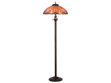 Meyda Elan Pink 61" Tall Brown Tiffany Floor Lamp