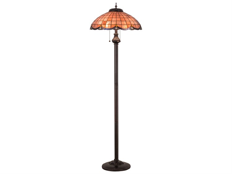 Meyda Elan Pink Brown Tiffany Floor Lamp