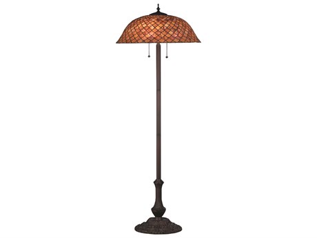 Meyda Fishscale Brown 64" Tall Bronze Tiffany Floor Lamp