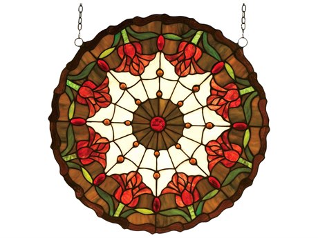 Meyda Colonial Tulip Medallion Stained Glass Window