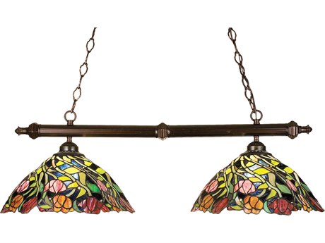 Meyda Nouveau 2-Light Bronze Tiffany Dome Island Pendant