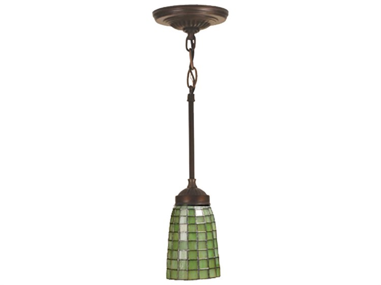Meyda Nouveau 1-Light Green Tiffany Bell Mini Pendant
