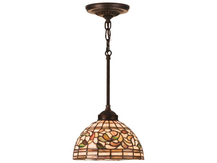 Meyda Nouveau 1-Light Bronze Tiffany Dome Mini Pendant