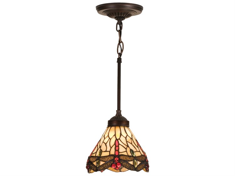 Meyda Nouveau 1-Light Bronze Tiffany Mini Pendant
