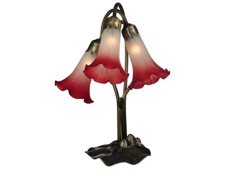 Meyda Pond Lily Pink & White Accent Green Table Lamp