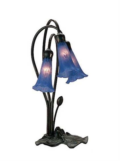 Meyda Pond Lily Blue Accent Black Tiffany Table Lamp