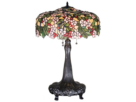 Meyda Cherry Blossom Brown Tiffany Table Lamp