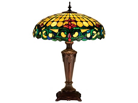 Meyda Duffner & Kimberly Colonial Red Tiffany Table Lamp